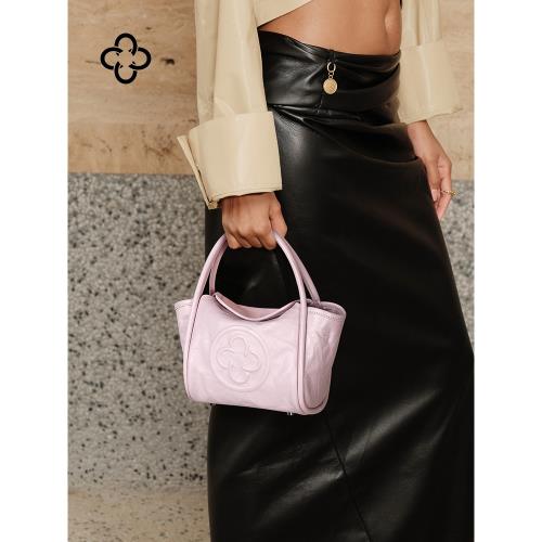 (免運)【直播福利】卡思樂女包天使包植鞣頭層牛皮單肩斜挎包粉菜籃子包