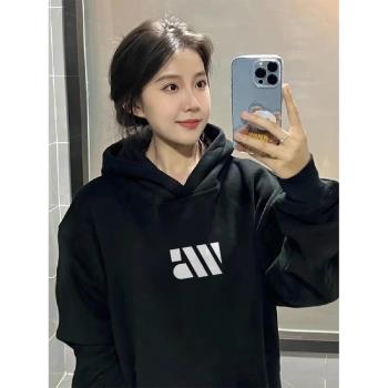 100%純棉美式慵懶chic連帽衛衣女2025新款爆款設計感小眾寬松外套