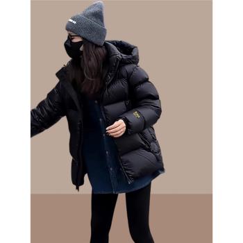 2025新款黑金羽絨棉服女短款冬季加厚寬松小個子麵包服襖棉衣外套