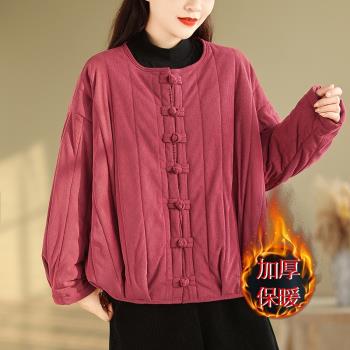 女士紅色棉服燈芯絨外套女2025新款爆款秋冬中式女裝棉襖冬季棉衣