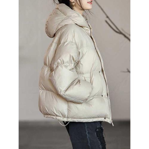 羽絨棉服女款2025冬季新款時尚百搭連帽棉襖小個子寬松加厚面包服