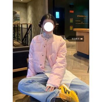 大碼今年流行爆款設計感粉色羽絨棉服女秋冬保暖麵包服短款外套潮