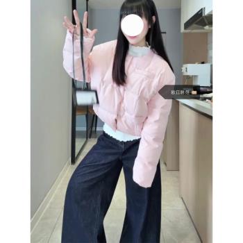 大碼設計感粉色羽絨棉服女秋冬今年流行爆款保暖麵包服短款外套潮