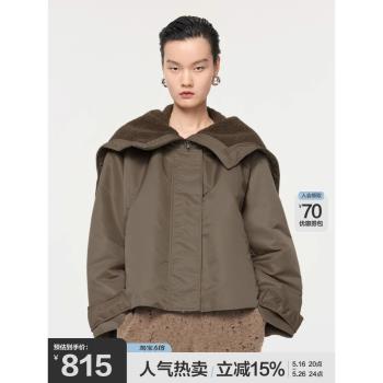 【90白鴨絨】JNBY/江南布衣冬季短款連帽羽絨服女寬松水手領外套