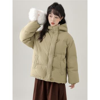 帛卡琪2024冬季新加厚保暖連帽羽絨棉服女今年流行麵包服棉衣外套