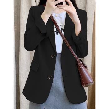 2025新款西裝外套女韓版英倫風ins潮小個子黑色休閑寬松春秋黑小x