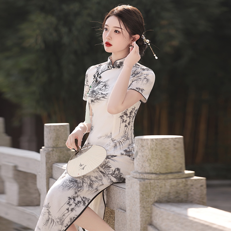 海派旗袍老上海江南水墨風2026年夏季新款改良年輕款少女日常可穿|旗袍