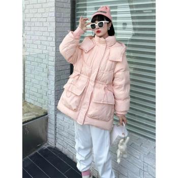 抽繩收腰反季羽絨服女中長款2024年新款一手長白鴨絨顯瘦連帽外套