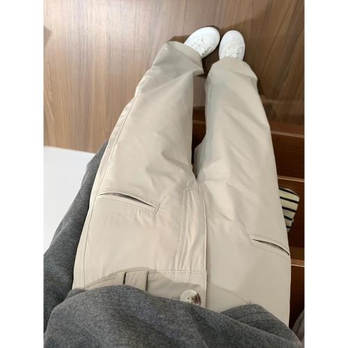 美式復古卡其色工裝褲女春秋新款胖妹妹mm高腰直筒闊腿微喇休閑褲