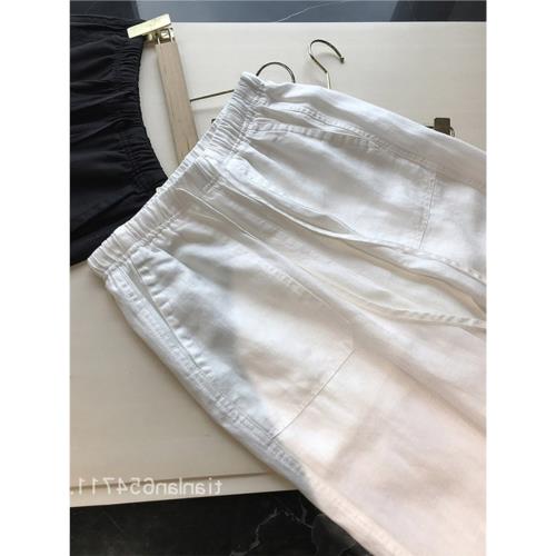 慵懶風純色松緊腰闊腿褲女士夏季薄款透氣舒適高腰直筒顯瘦休閑褲