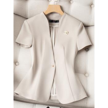 短袖西裝外套女夏季薄款職業裝氣質西服套裝前臺工裝美容院工作服