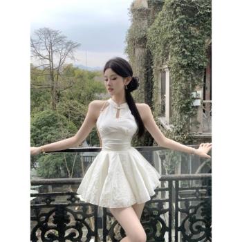 新中式改良旗袍連衣裙女生夏季新款法式收腰氣質高階感a字短裙子