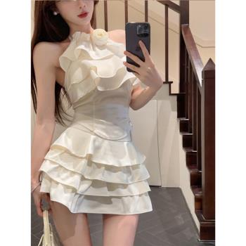 夏裝搭配一整套時尚套裝辣妹掛脖吊帶上衣蛋糕裙半身裙子兩件套女