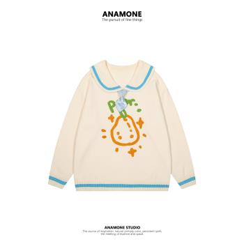 ANAMONE可愛風海軍領卡通毛衣
