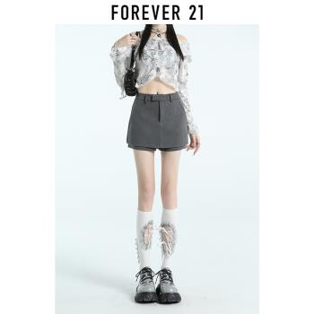 Forever21灰色假二件西裝裙春夏新款小個子高腰顯瘦包臀a字半身裙