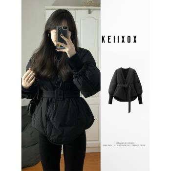 小個子短款黑色羽絨棉服女2025年新款冬季寬松麵包服加厚棉衣外套