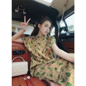 新中式國風女裝連衣裙2025夏季新款改良旗袍裙香雲紗真絲短袖裙子