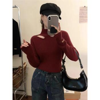 半高領毛衣女內搭皮草羽絨服加厚春季針織上衣秋冬大衣中領打底衫