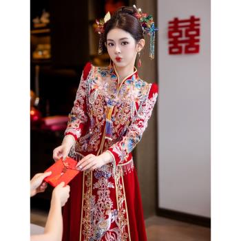 重工絲絨秀禾服2025結婚新款新娘新中式婚服高階敬酒服禮服女2024