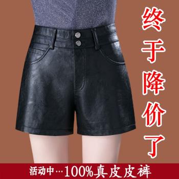 真皮皮褲2025新款綿羊皮黑色時尚百搭顯瘦爆款高腰短褲女秋冬外穿