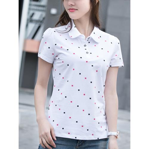 短袖女2025新款ins翻領polo領軟妹絲光棉襯衫領運動潮牌T恤半袖裝