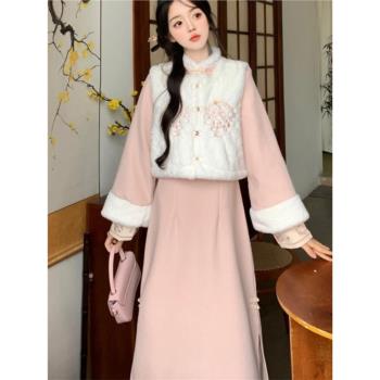 女裝冬季加絨重工馬甲改良旗袍