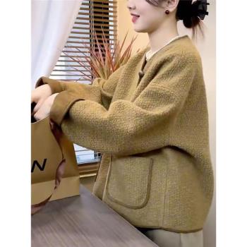 皮毛一體爆款小香風外套女2025春秋新款小個子休閑寬松羊羔毛上衣