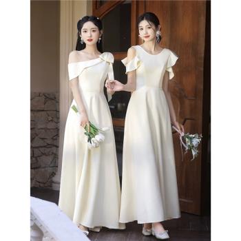 伴娘服緞面2024年新款春夏姐妹團禮服裙女高級感氣質小眾平時可穿