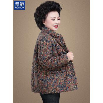 羅蒙老年女裝奶奶裝小棉襖新款媽媽冬裝羽絨棉服加厚外套老人衣服
