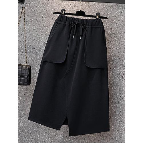 大碼女2025年夏季新款胖mm遮肚子顯瘦a字遮胯梨型身材開叉半身裙