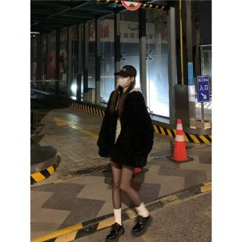 羊羔絨冬季新款聖誕洋氣羊羔毛外套女黑色皮草泰迪毛寬松毛毛大衣