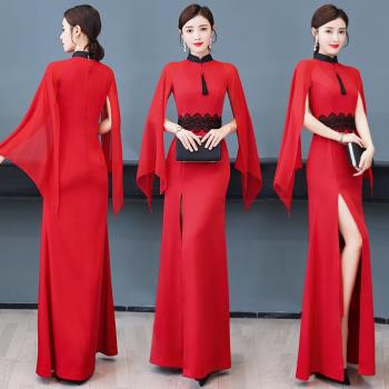 紅色年輕款演出中國風禮服旗袍
