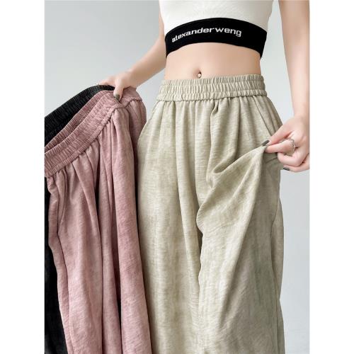 冰絲棉麻褲子女夏季薄款2025新款窄版闊腿褲小個子扎染亞麻山本褲