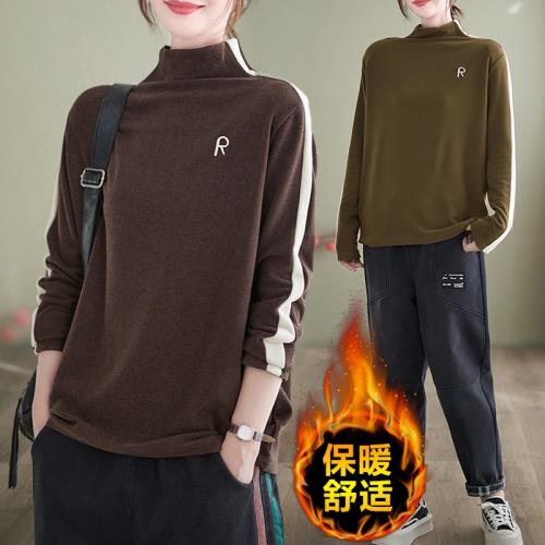 德絨加絨加厚內搭半高領義烏打底衫寬松顯瘦T恤秋冬大碼上衣女士