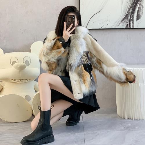 整皮狐貍毛皮草外套女中長款2025新冬奢華休閑裘皮歐洲站貂皮大衣