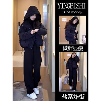 2025新款今年流行爆款小個子加厚短款黑色羽絨棉服外套女冬季棉襖
