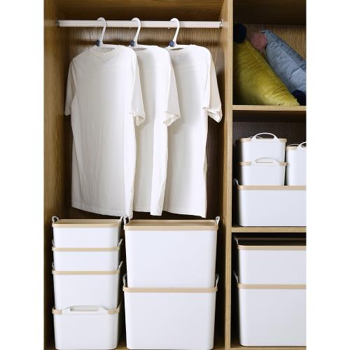 零食收納箱小號衣服整理箱子家用玩具筐塑料有蓋學生宿舍雜儲物盒