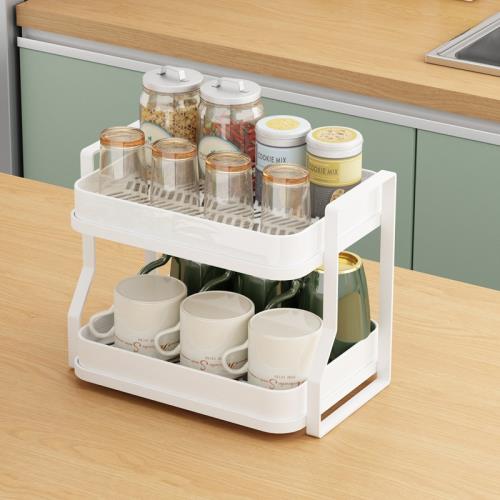 家用桌面放水杯架子杯子收納置物架杯架客廳玻璃茶杯雙層瀝水托盤