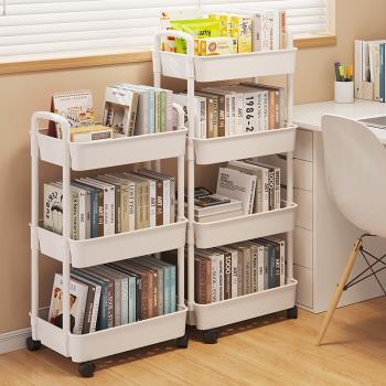書架小推車置物架落地可移動家用簡易多層零食收納架閱讀書櫃帶輪
