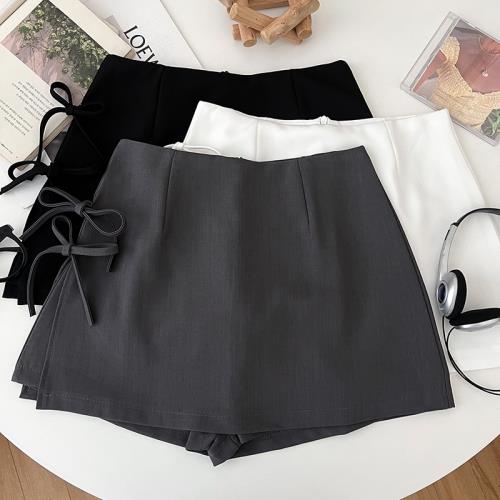 設計感小眾側面系帶蝴蝶結高腰顯瘦西裝半身裙防走光短裙a字裙女