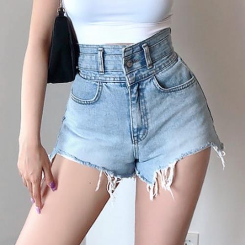 東大門顯瘦高腰性感磨破牛仔短褲
