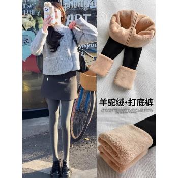 灰色保暖加絨褲子外穿秋冬加厚羊羔絨棉褲東北特厚純棉打底褲女士