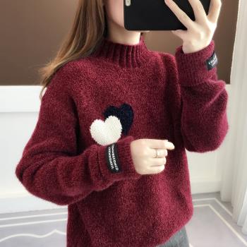 2022新款秋冬仿水貂絨毛衣女寬松外穿加厚慵懶風雪尼爾打底衫上衣
