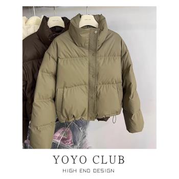 品牌折扣冬季短款立領羽絨棉服女士高階感寬松棉衣小個子棉襖外套