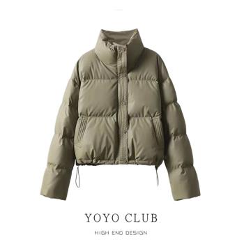 品牌折扣冬季pu皮羽絨棉服女短款棉衣加厚麵包服棉襖肯豆立領外套