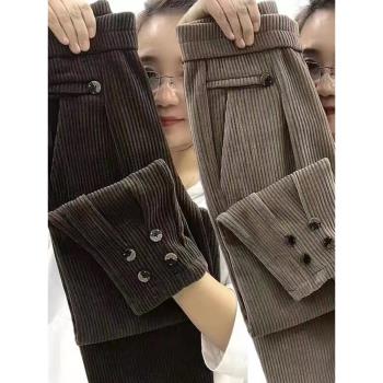 高階燈芯絨梧桐褲子女春秋鄭州女褲2025新款廣州十三行爆款煙管褲