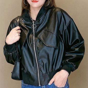 短款寬松搖滾皮衣夾克女生外套