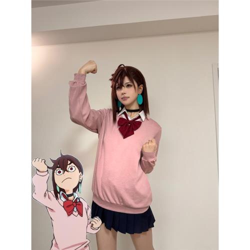 JK制服毛衣外套女疊穿長袖上衣學院風V領粉色套頭針織衫COS服套裝