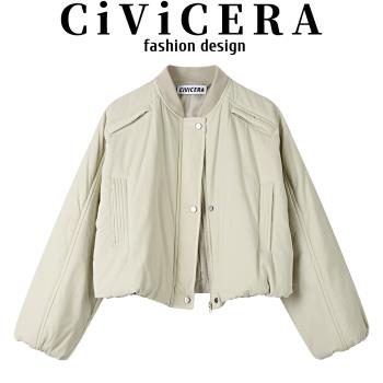 CIVICERA設計感復古氣質短款棉衣外套女秋冬季小個子加厚棉服夾克