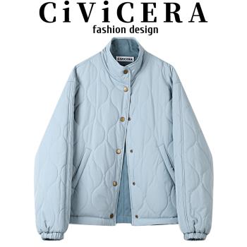 CIVICERA慵懶風復古立領兩面穿燈芯絨棉服外套女秋冬寬松百搭棉衣